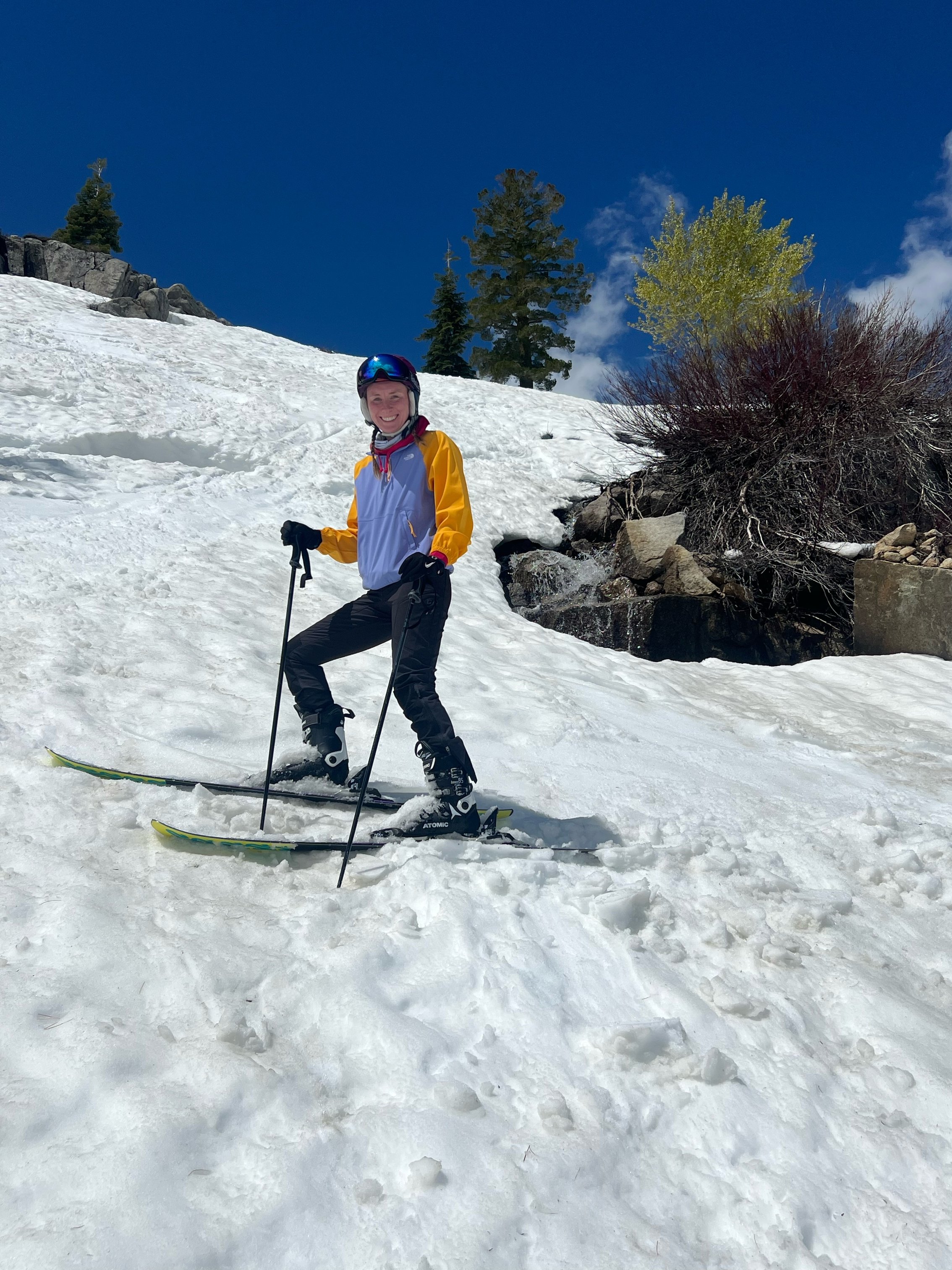 Grace Slattery skiing on a Maine mountain