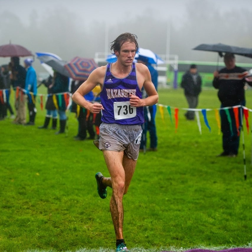 Dr. Mike finishing a cross country race.
