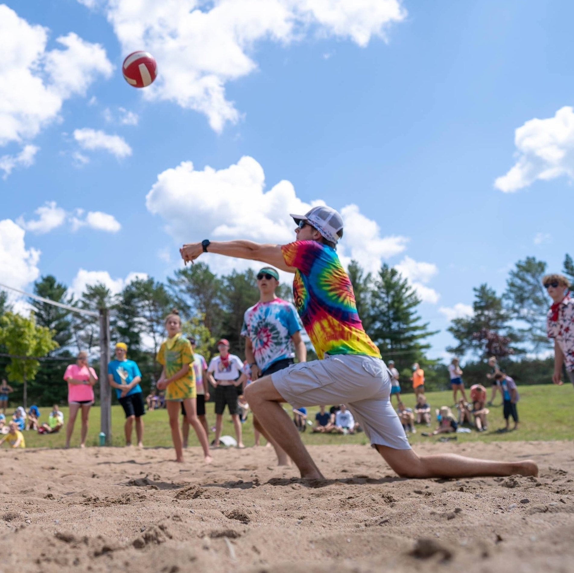 Dr. Mike playing volleyball.