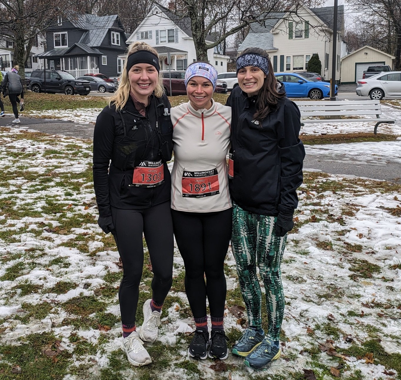 Dr. Robyn with Ashten & Farren at the start of the 2023 Millinocket Marathon